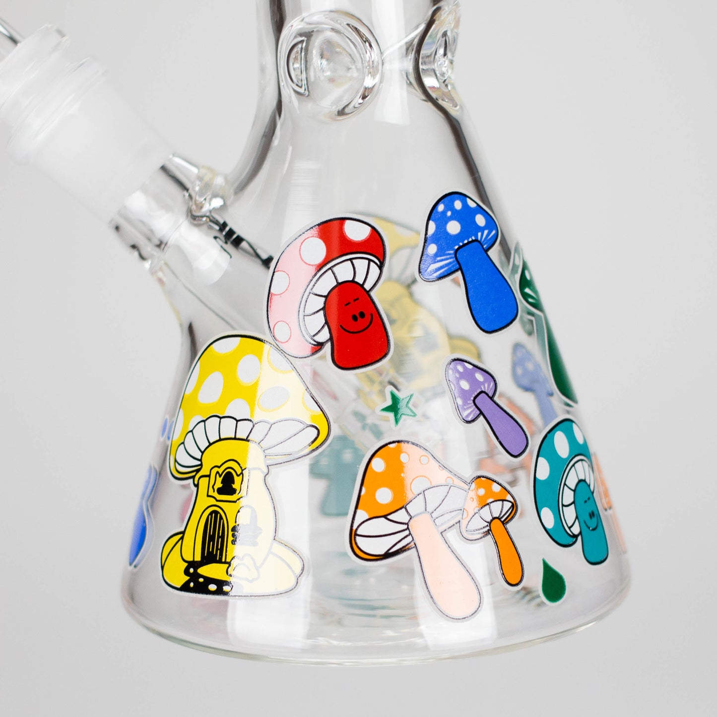 10" GlowShroom Glass Bong – 5mm Thick Glass, Glow-in-the-Dark Mushroom Design