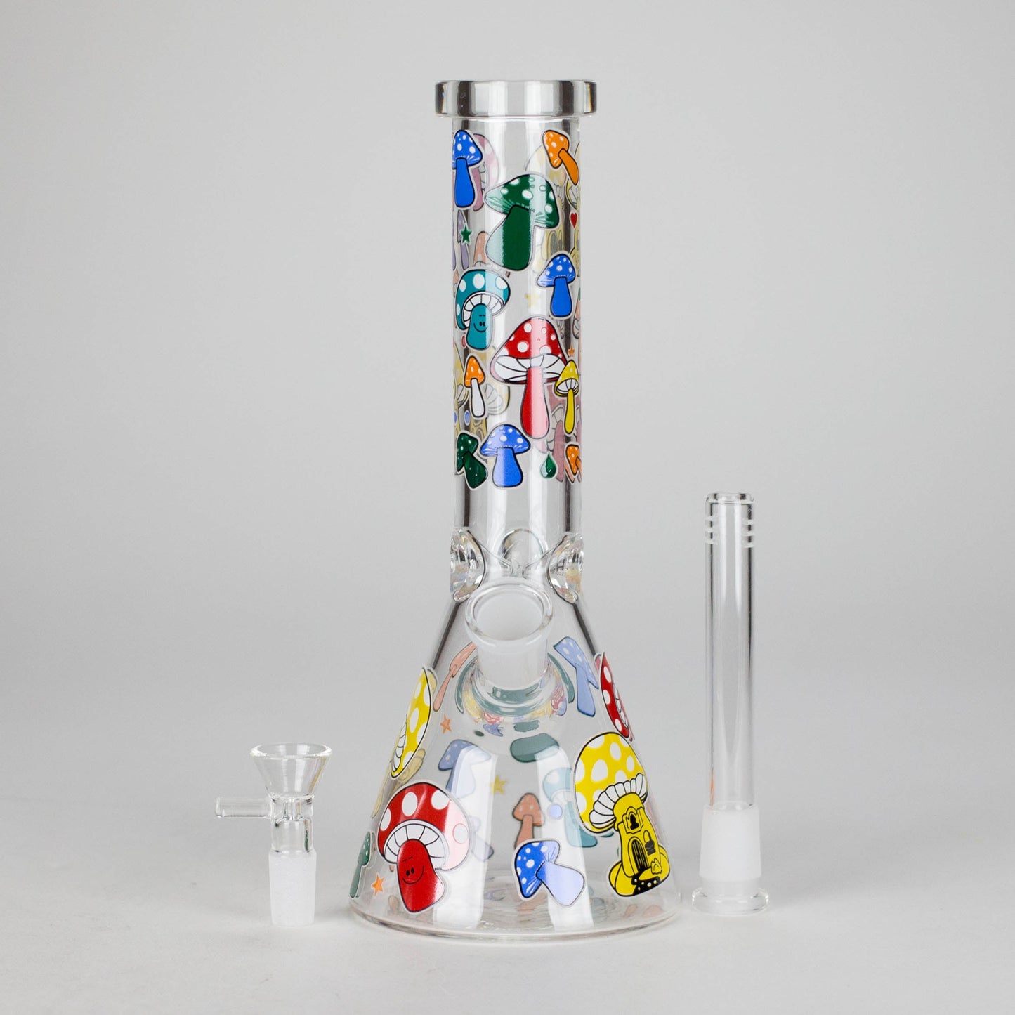 10" GlowShroom Glass Bong – 5mm Thick Glass, Glow-in-the-Dark Mushroom Design