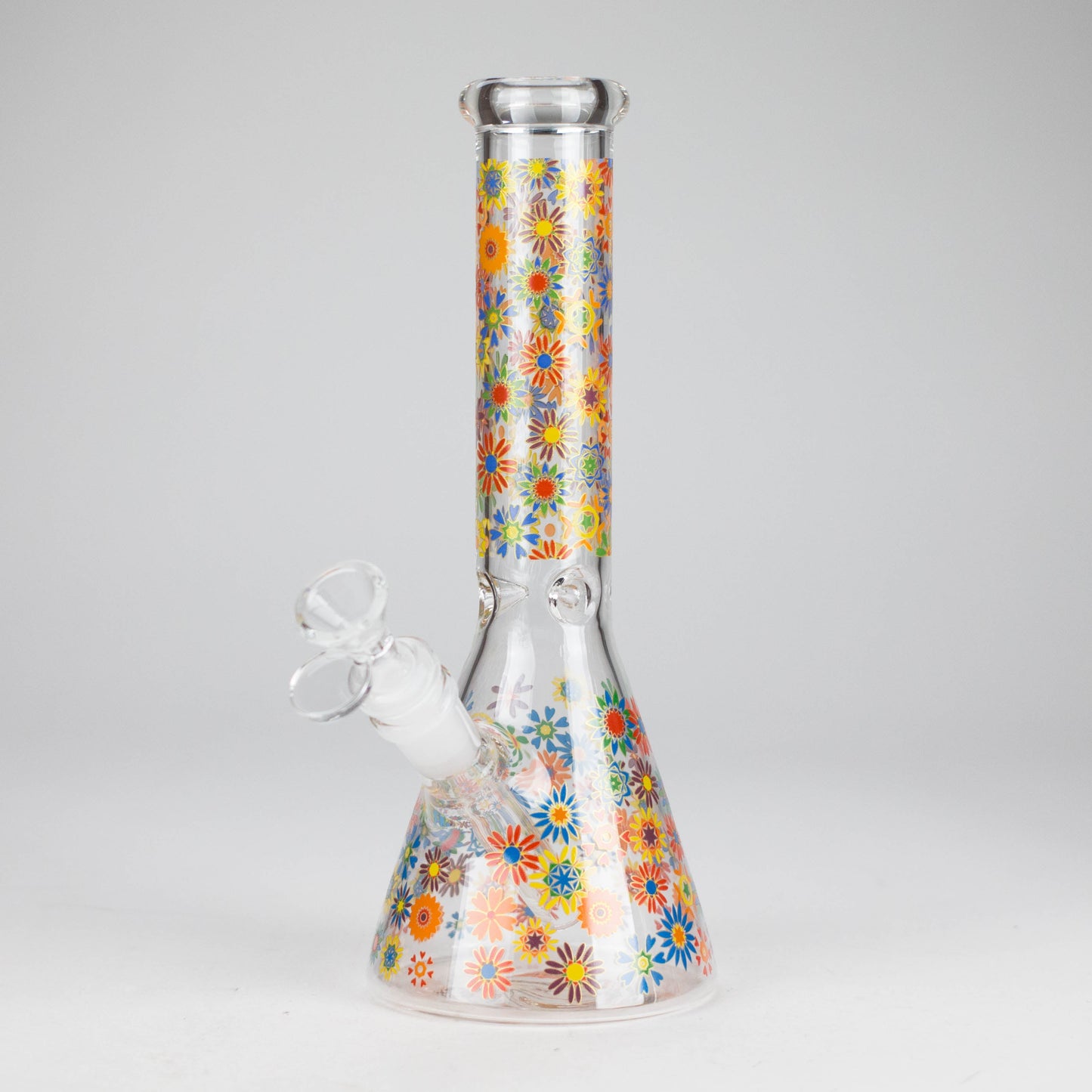 10″ Flower Design Glass Beaker Bong