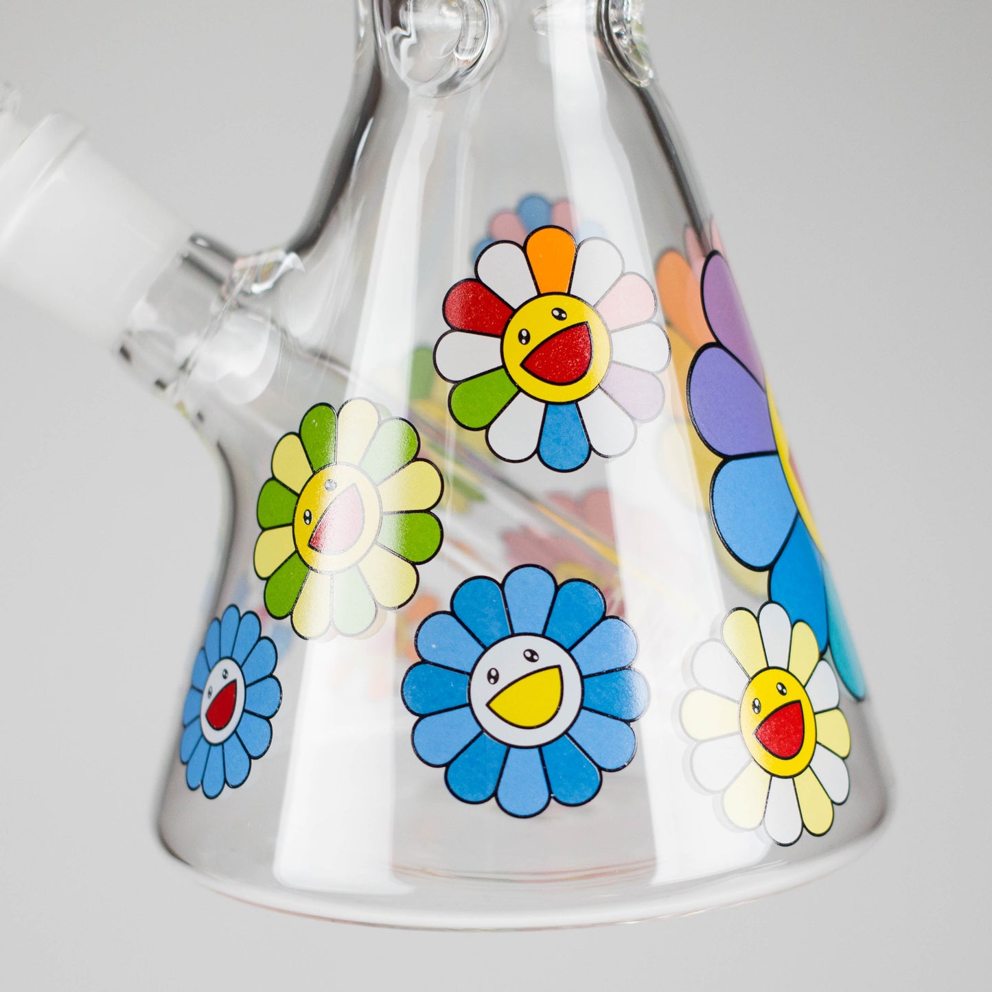 10″ Smile Flower Design Glass Beaker Bong