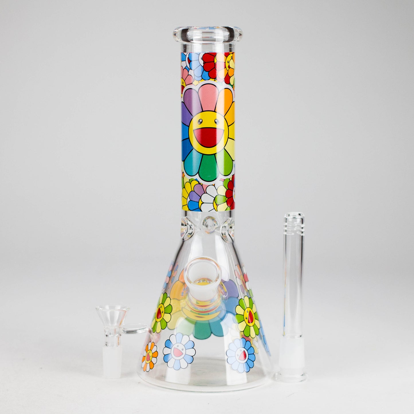 10″ Smile Flower Design Glass Beaker Bong