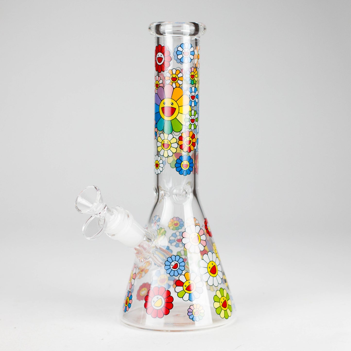 10″ Smile Flower Design Glass Beaker Bong