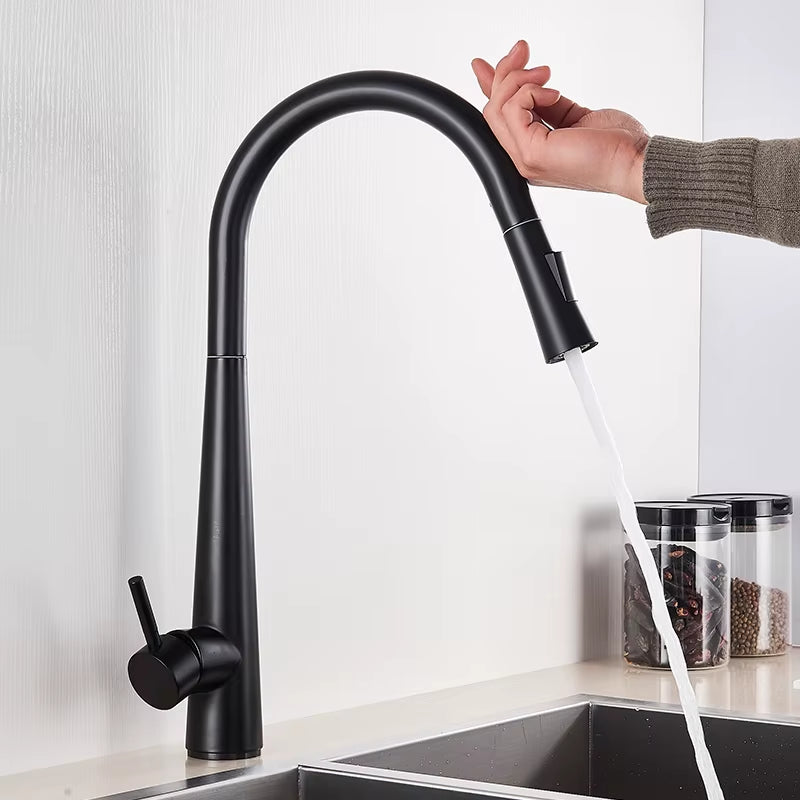 Touch Sense White Kitchen Faucet White Pull Out Kitchen Mixer Faucets Black Smart Sensor Stream Spray Mode Mixer Taps