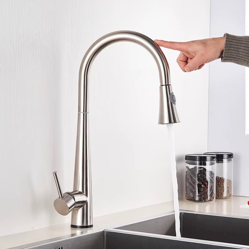 Touch Sense White Kitchen Faucet White Pull Out Kitchen Mixer Faucets Black Smart Sensor Stream Spray Mode Mixer Taps