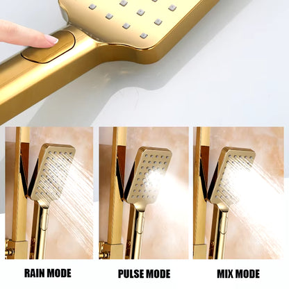 Golden Shower Set Bathroom Smart Digital Shower System Wall Mount Thermostatic Bath Faucet SPA Rainfall Bathtub LED Tap Full Kit