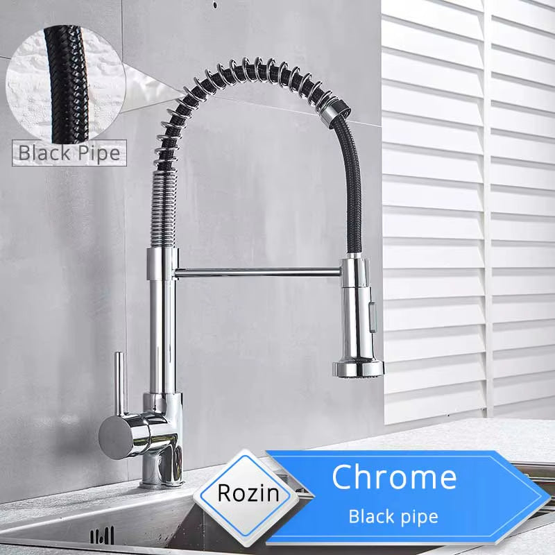 Matte Black Kitchen Faucet Deck Mounted Mixer Tap 360 Degree Rotation Stream Sprayer Nozzle Kitchen Sink Hot Cold Taps