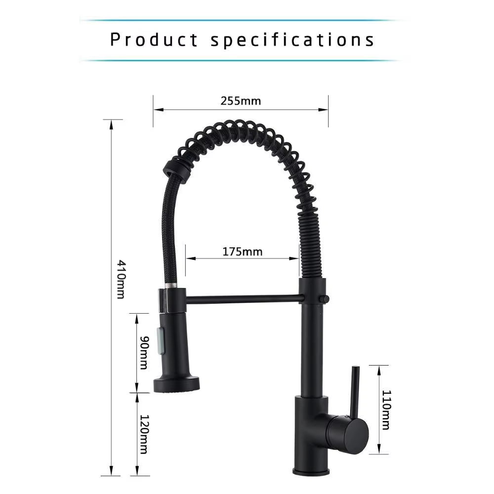 Matte Black Kitchen Faucet Deck Mounted Mixer Tap 360 Degree Rotation Stream Sprayer Nozzle Kitchen Sink Hot Cold Taps