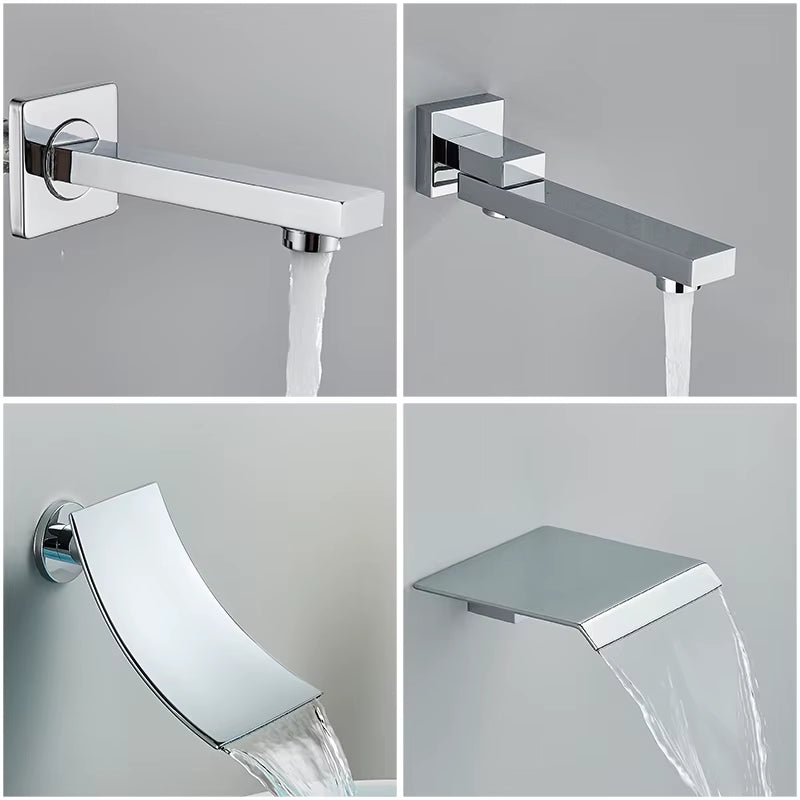 Wall Mount Bathroom Rain Waterfall Shower Faucets Set Concealed Chrome Shower System Bathtub Shower Mixer Faucet Tap