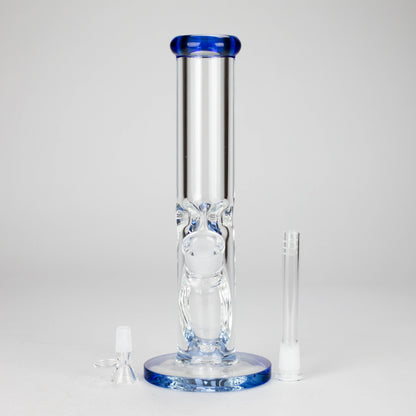 12″ 9mm Colored Accented Straight Tube Glass Bong (C1548)