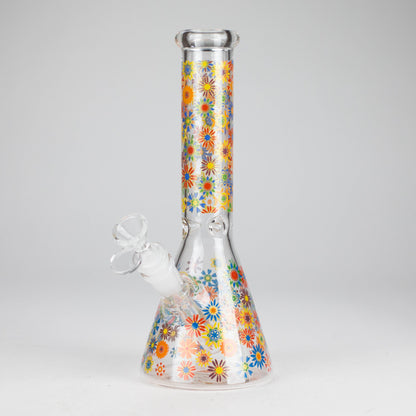 10″ Flower Design Glass Beaker Bong