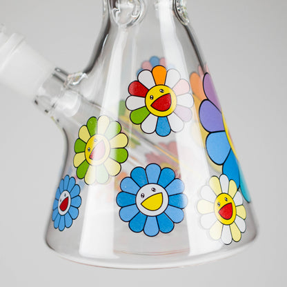 10″ Smile Flower Design Glass Beaker Bong