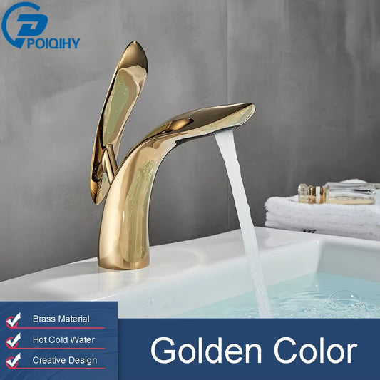 Basin Faucets Rose Gold Bathroom Faucet Waterfall Basin Faucet Mixer Taps Basin Bathroom Sink Faucet Wash Basin Spout Faucet