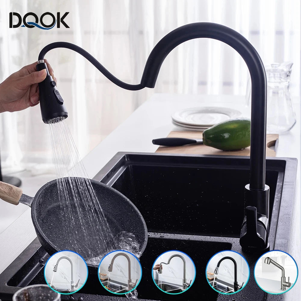 Kitchen Faucet Black Kitchen Tap Pull Out Kitchen Sink Mixer Tap Brushed Nickle Stream Sprayer Head Chrome Kitchen Water Tap