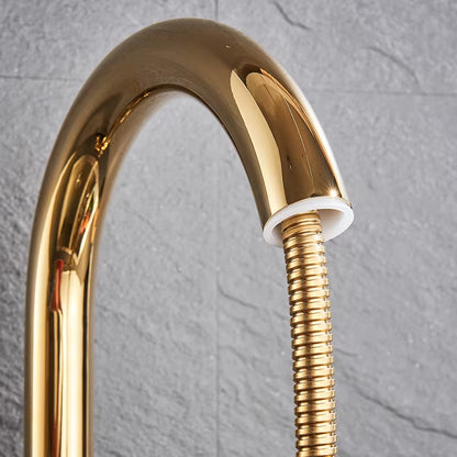 Brass Kitchen Faucet 5 Color Rotation High Arch Kitchen Sink Faucet Pull Out Sprayer Hot Cold Water Mixer Tap Torneira Cozinha