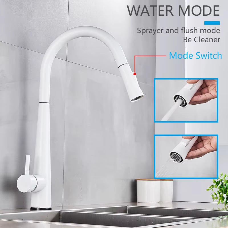 Touch Sense White Kitchen Faucet White Pull Out Kitchen Mixer Faucets Black Smart Sensor Stream Spray Mode Mixer Taps