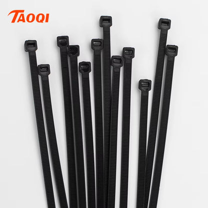 Self-Locking Plastic Nylon Tie 100Pcs/Bag Black Zip Wraps Strap Nylon Cable Tie Set Fastening Ring Loop Wire Wrap