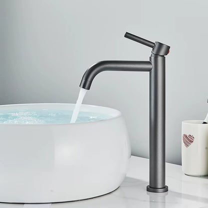 Black Chrome Tall Basin Sink Faucet Slim Bathroom Washbasin Water Mixer Tap Hot Cold Water Basin Crane Tap Bathroom Tap