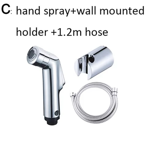 Two Function Toilet Hand Bidet Faucet Bathroom Bidet Shower Sprayer Brass T Adapter 1.2M Hose Tank Hooked Holder Easy Install