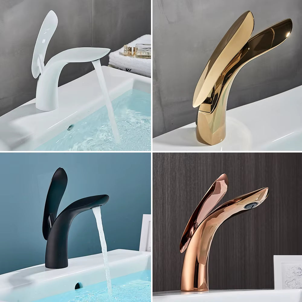 Basin Faucets Rose Gold Bathroom Faucet Waterfall Basin Faucet Mixer Taps Basin Bathroom Sink Faucet Wash Basin Spout Faucet