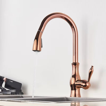 Brass Kitchen Faucet 5 Color Rotation High Arch Kitchen Sink Faucet Pull Out Sprayer Hot Cold Water Mixer Tap Torneira Cozinha