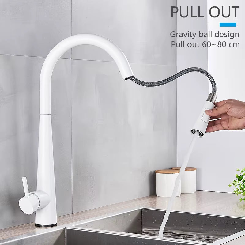 Touch Sense White Kitchen Faucet White Pull Out Kitchen Mixer Faucets Black Smart Sensor Stream Spray Mode Mixer Taps