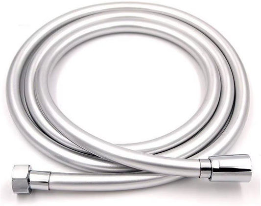 PVC High Pressure Silver & Black Smooth Shower Hose for Bath Handheld Head Flexible 360° Rotation