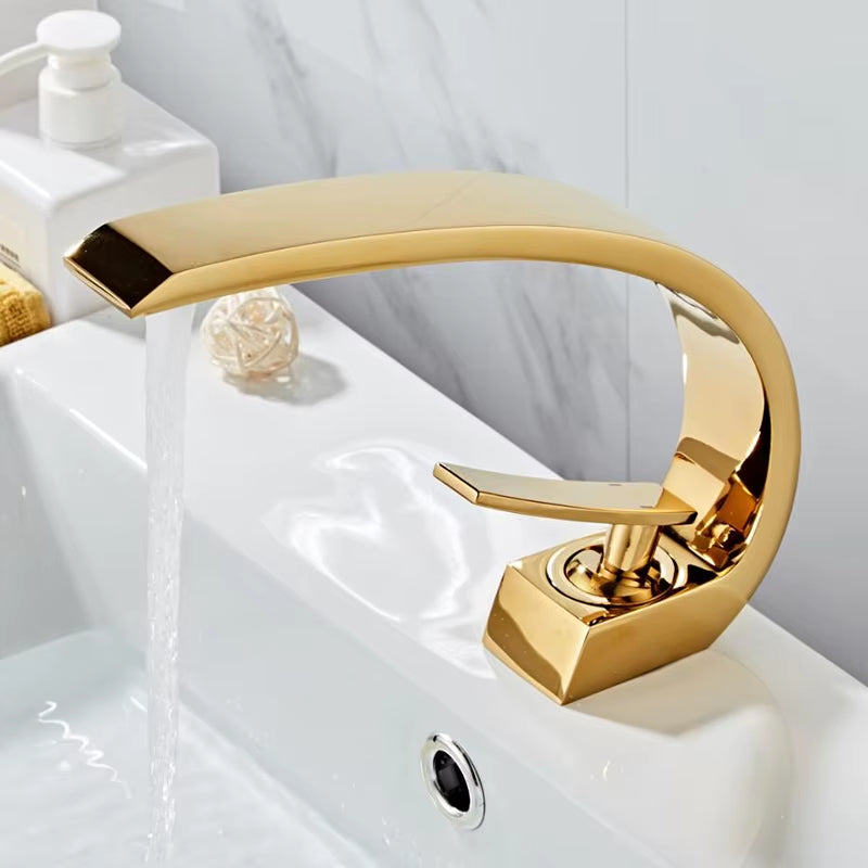 Chrome/Golden/Green/Black Brass Bathroom Faucet.Basin Faucet Mixer Tap with Hot&Cold Water.Deck Mounted Water Taps