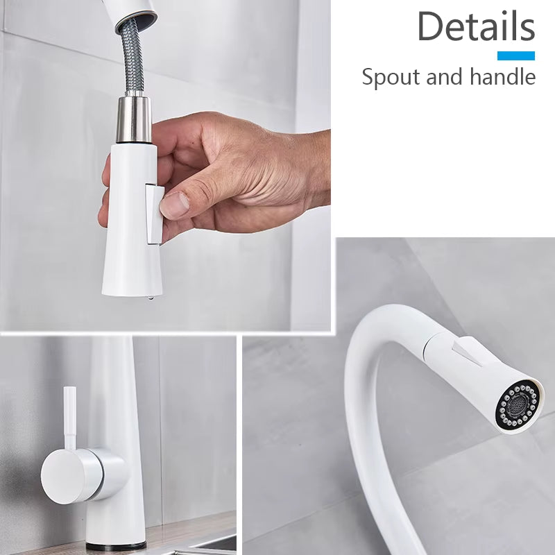 Touch Sense White Kitchen Faucet White Pull Out Kitchen Mixer Faucets Black Smart Sensor Stream Spray Mode Mixer Taps