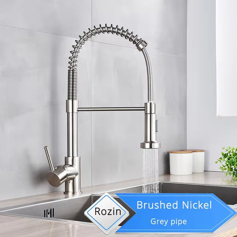 Matte Black Kitchen Faucet Deck Mounted Mixer Tap 360 Degree Rotation Stream Sprayer Nozzle Kitchen Sink Hot Cold Taps