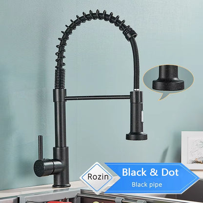 Matte Black Kitchen Faucet Deck Mounted Mixer Tap 360 Degree Rotation Stream Sprayer Nozzle Kitchen Sink Hot Cold Taps