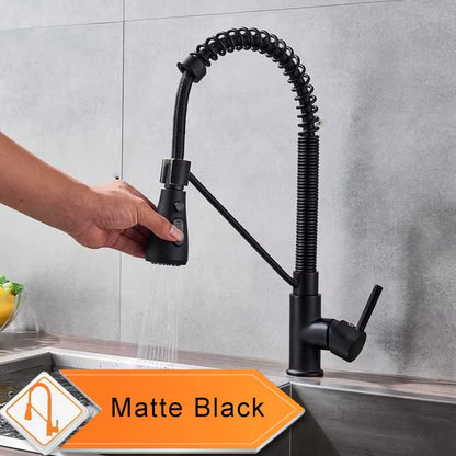 Matte Black Kitchen Faucet Deck Mounted Mixer Tap 360 Degree Rotation Stream Sprayer Nozzle Kitchen Sink Hot Cold Taps