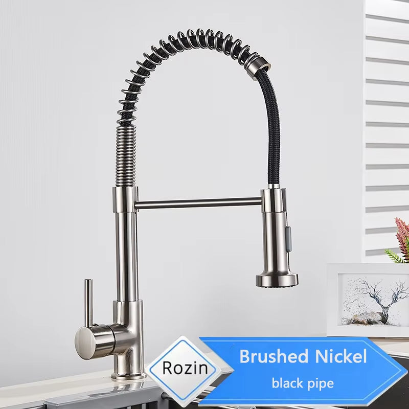 Matte Black Kitchen Faucet Deck Mounted Mixer Tap 360 Degree Rotation Stream Sprayer Nozzle Kitchen Sink Hot Cold Taps