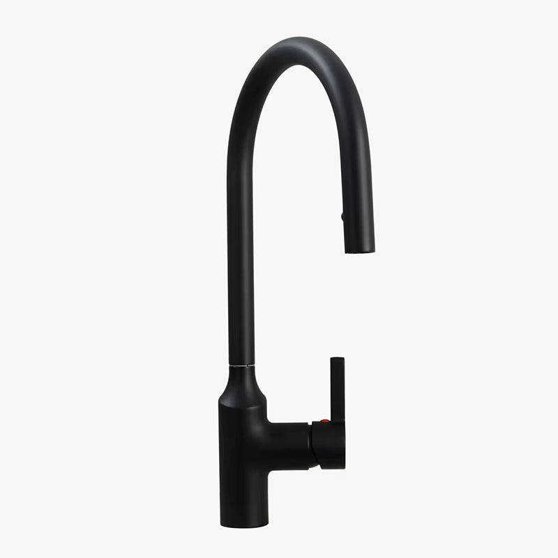 Hidden Aerator Pull Out Kitchen Faucet Matte Black & Chrome Kitchen Sink Water Mixer Tap Single Hole Basin Brass Faucet