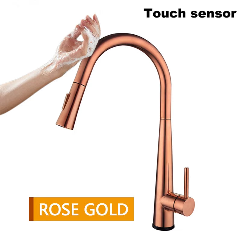 Touch Sense White Kitchen Faucet White Pull Out Kitchen Mixer Faucets Black Smart Sensor Stream Spray Mode Mixer Taps